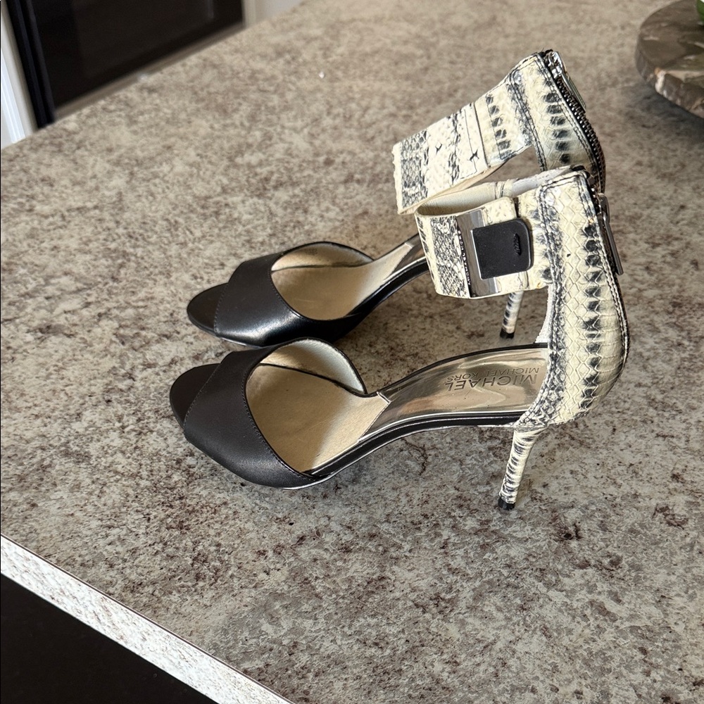 Michael Kors Black and Snake Print Heels